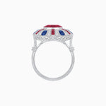 Load image into Gallery viewer, Art Deco-Inspired Peacock Diamond Ring Custom Center Stone | Fan Motif Halo | Hand-Applied Milgrain