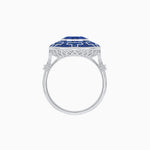 Load image into Gallery viewer, Art Deco-Inspired Mosaic Halo Ring Mounting with French-Cut Gemstone Inlay Custom Center Stone | Bold Symmetry | Hand-Applied Milgrain