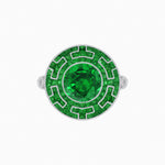 Load image into Gallery viewer, Art Deco-Inspired Mosaic Halo Ring Mounting with French-Cut Gemstone Inlay Custom Center Stone | Bold Symmetry | Hand-Applied Milgrain
