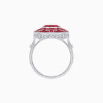Load image into Gallery viewer, Art Deco-Inspired Mosaic Halo Ring Mounting with French-Cut Gemstone Inlay Custom Center Stone | Bold Symmetry | Hand-Applied Milgrain