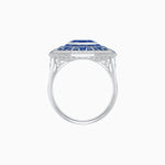 Load image into Gallery viewer, Art Deco Style French Cut Sapphire Ring With Diamond