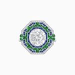 Load image into Gallery viewer, Art Deco Geometric Calibre French Cut Gemstone Diamond Ring