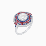 Load image into Gallery viewer, Art Deco Geometric Calibre French Cut Gemstone Diamond Ring