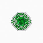 Load image into Gallery viewer, Art Deco Style French Cut Sapphire Ring With Diamond