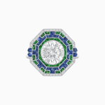 Load image into Gallery viewer, Art Deco Geometric Calibre French Cut Gemstone Diamond Ring