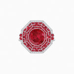 Load image into Gallery viewer, Art Deco Style French Cut Sapphire Ring With Diamond