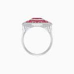 Load image into Gallery viewer, Art Deco Style French Cut Sapphire Ring With Diamond