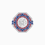 Load image into Gallery viewer, Art Deco Geometric Calibre French Cut Gemstone Diamond Ring