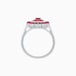 Load image into Gallery viewer, Vintage Inspired Triple Halo Pear-Shaped Ring with Customizable French-Cut and Cabochon Gemstones