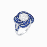 Load image into Gallery viewer, Art Deco-Inspired Swirl Halo Ring Mounting with French-Cut Accents Custom Center Stone | Floral Geometry | Hand-Finished Detail