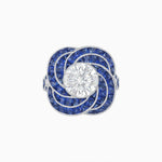Load image into Gallery viewer, Art Deco-Inspired Swirl Halo Ring Mounting with French-Cut Accents Custom Center Stone | Floral Geometry | Hand-Finished Detail