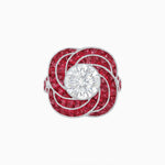 Load image into Gallery viewer, Art Deco-Inspired Swirl Halo Ring Mounting with French-Cut Accents Custom Center Stone | Floral Geometry | Hand-Finished Detail