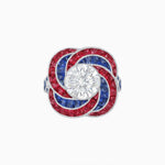Load image into Gallery viewer, Art Deco-Inspired Swirl Halo Ring Mounting with French-Cut Accents Custom Center Stone | Floral Geometry | Hand-Finished Detail