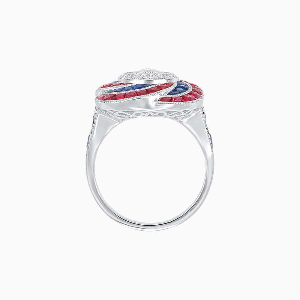 Art Deco-Inspired Swirl Halo Ring Mounting with French-Cut Accents Custom Center Stone | Floral Geometry | Hand-Finished Detail