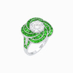 Load image into Gallery viewer, Art Deco-Inspired Swirl Halo Ring Mounting with French-Cut Accents Custom Center Stone | Floral Geometry | Hand-Finished Detail