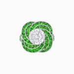 Load image into Gallery viewer, Art Deco-Inspired Swirl Halo Ring Mounting with French-Cut Accents Custom Center Stone | Floral Geometry | Hand-Finished Detail