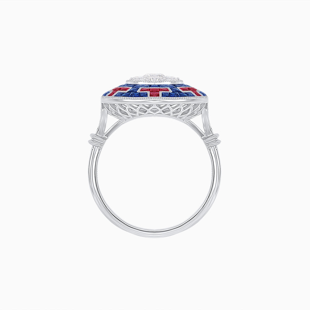 Art Deco Style Geometric Engagement Ring with Illusion Diamond