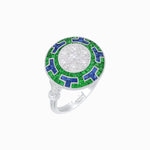 Load image into Gallery viewer, Art Deco Style Geometric Engagement Ring with Illusion Diamond