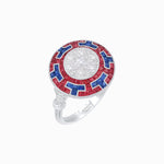 Load image into Gallery viewer, Art Deco Style Geometric Engagement Ring with Illusion Diamond