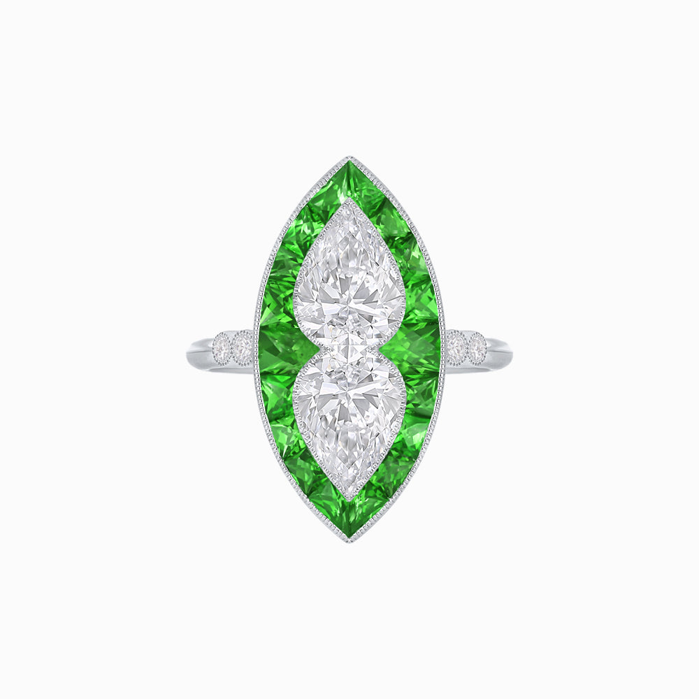 Art Deco Marquise Toi et Moi Style Vintage Engagement Ring (Mounting)