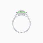 Load image into Gallery viewer, Art Deco Hexagonal Halo Ring with Calibre-Cut Gemstones and Diamond Accents Geometric Elegance | Milgrain Details | Custom Center Stone