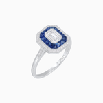 Load image into Gallery viewer, Art Deco Style Emerald Shape Halo Engagement Ring with Diamond