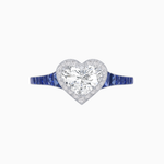 Load image into Gallery viewer, Heart Shape Ring with Diamond Halo and French-Cut Gemstone Shoulder Accents