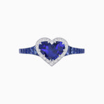 Load image into Gallery viewer, Heart Shape Ring with Diamond Halo and French-Cut Gemstone Shoulder Accents