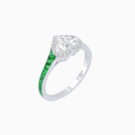 Load image into Gallery viewer, Heart Shape Ring with Diamond Halo and French-Cut Gemstone Shoulder Accents