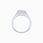 Load image into Gallery viewer, Heart Shape Ring with Diamond Halo and French-Cut Gemstone Shoulder Accents