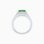 Load image into Gallery viewer, Heart Shape Ring with Diamond Halo and French-Cut Gemstone Shoulder Accents