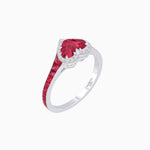 Load image into Gallery viewer, Heart Shape Ring with Diamond Halo and French-Cut Gemstone Shoulder Accents