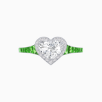 Load image into Gallery viewer, Heart Shape Ring with Diamond Halo and French-Cut Gemstone Shoulder Accents