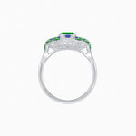 Load image into Gallery viewer, Geometric Art Deco-Style Ring with French-Cut Accents Custom Center Stone Mounting | Hand-Applied Milgrain Detailing