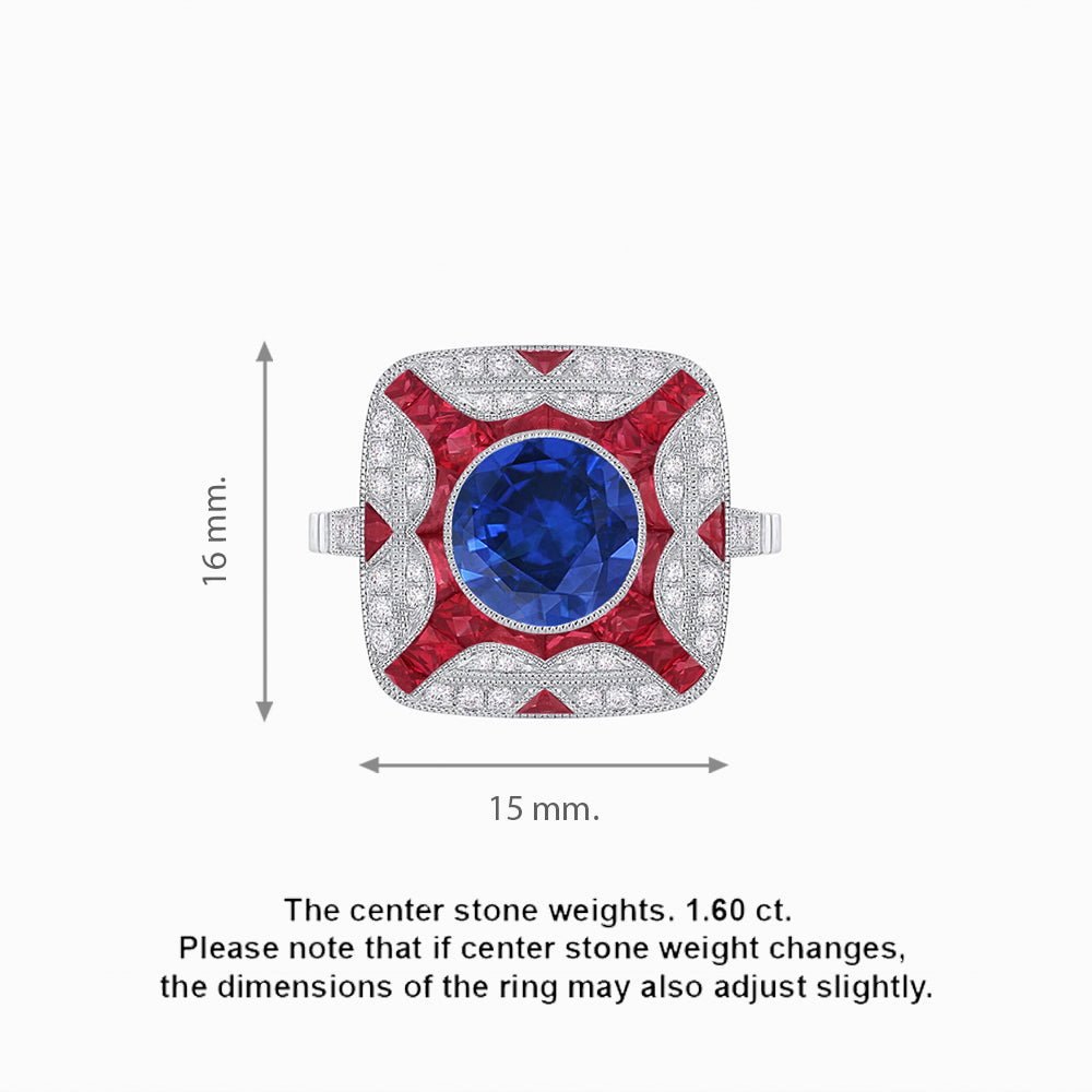 Art Deco Style Geometric Engagement Ring With Gemstone