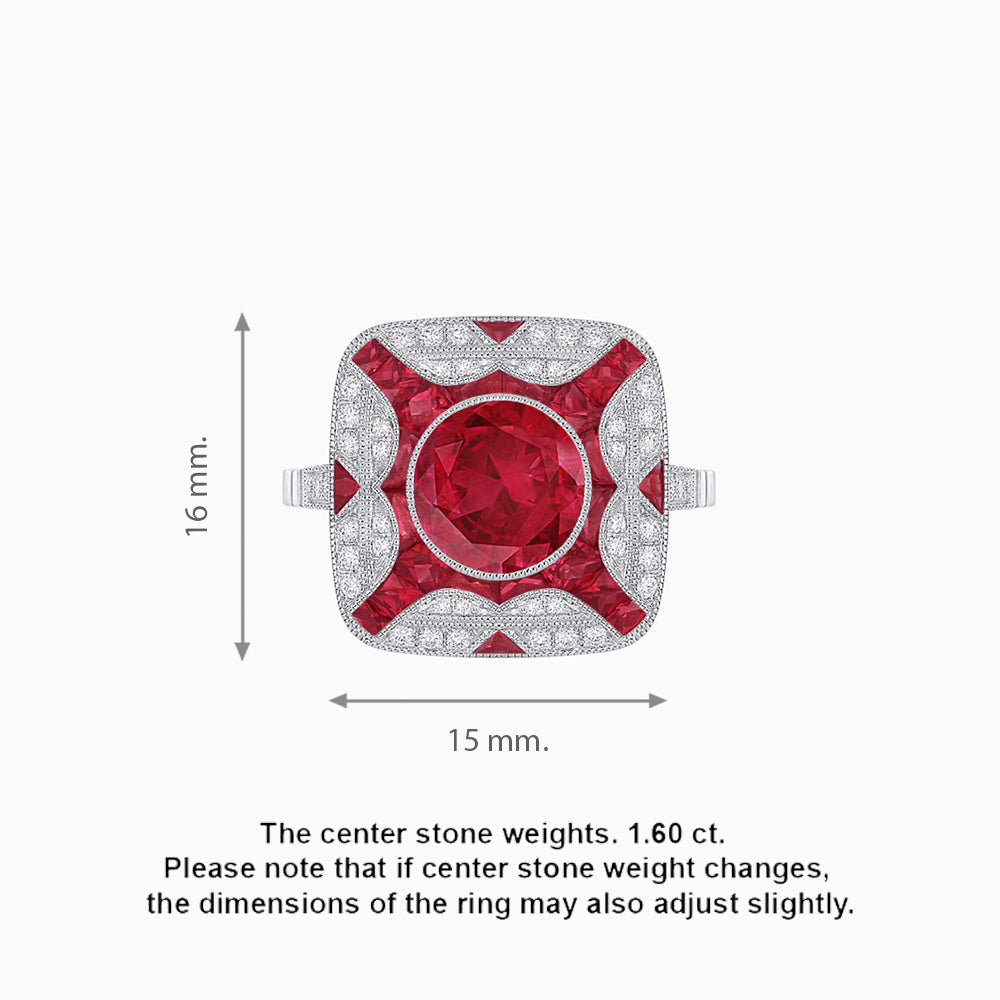 Art Deco Style Geometric Engagement Ring With Gemstone
