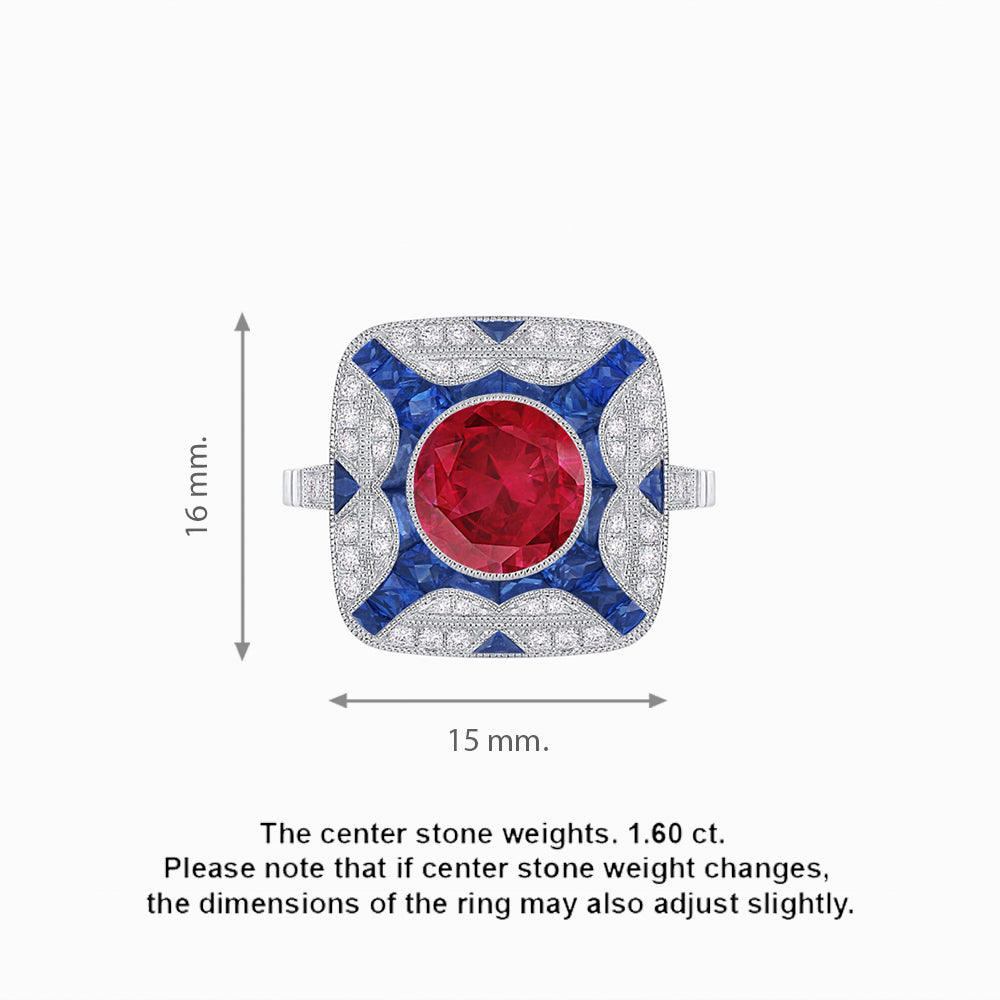 Art Deco Style Geometric Engagement Ring With Gemstone