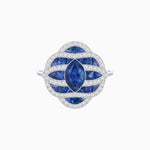 Load image into Gallery viewer, Art Deco Inspired Marquise Cut Sea Wave Design Gemstone Ring
