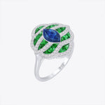 Load image into Gallery viewer, Art Deco Inspired Marquise Cut Sea Wave Design Gemstone Ring