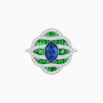 Load image into Gallery viewer, Art Deco Inspired Marquise Cut Sea Wave Design Gemstone Ring