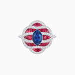 Load image into Gallery viewer, Art Deco Inspired Marquise Cut Sea Wave Design Gemstone Ring