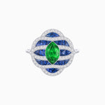Load image into Gallery viewer, Art Deco Inspired Marquise Cut Sea Wave Design Gemstone Ring