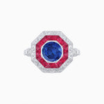 Load image into Gallery viewer, Art Deco Inspired Octagonal French-Cut Gemstone Ring