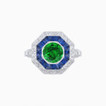 Load image into Gallery viewer, Art Deco Inspired Octagonal French-Cut Gemstone Ring