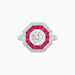 Load image into Gallery viewer, Art Deco Inspired Octagonal French-Cut Gemstone Ring
