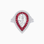 Load image into Gallery viewer, Art Deco Inspired Pear Cut Gemstone Double Halo Ring