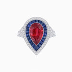 Load image into Gallery viewer, Art Deco Inspired Pear Cut Gemstone Double Halo Ring