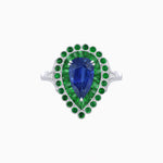 Load image into Gallery viewer, Vintage Style Pear Shape Mosaic Ring with French-Cut and Cabochon Borders