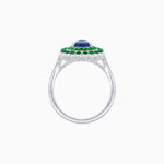Load image into Gallery viewer, Vintage Style Pear Shape Mosaic Ring with French-Cut and Cabochon Borders