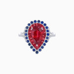 Load image into Gallery viewer, Vintage Style Pear Shape Mosaic Ring with French-Cut and Cabochon Borders